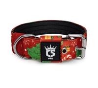 TSPRO Collare per Cani, Collare Tattico Regolabile con Fibbia in Metallo Robusto, Larga 3,8 cm, Resistente e Spesso per Cani Medi a Grandi (Rosso Natale M)