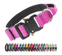 TSPRO Premium Collare per Cani, Regolabile Collare Tattico con Maniglia e una Robusta Fibbia Metallica a Sblocco Rapido, per Cani di Taglia Media a Grande (Viola M)