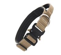 TSPRO Premium Collare per Cani, Regolabile Collare Tattico con Maniglia e una Robusta Fibbia Metallica a Sblocco Rapido, per Cani di Taglia Media a Grande (Khaki M)