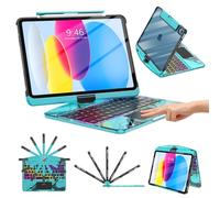 TSQQST Custodia trasparente per tastiera wireless per iPad (A16) 11a generazione 11" 2025/iPad 10a generazione 11" 2022 con portapenne e trackpad multi-touch, retroilluminazione a 7 colori, girevole a