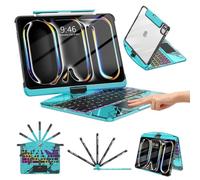 TSQQST Custodia trasparente per tastiera wireless per iPad Pro 11 pollici (M4) 2024 con portamatite e trackpad multi-touch, PCB visibile, retroilluminazione a 3 luminosità e 7 colori, girevole a 360