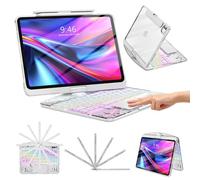 TSQQST Custodia trasparente per tastiera wireless per iPad Pro 13" M5/M4 2025/2024 con portamatite e trackpad multi-touch, PCB visibile stile high-tech, retroilluminazione a 3 luminosità e 7 colori