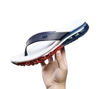 TSRLXYZ UN Pantofole con cuscino d'aria a palmo pieno Sandali firmati Infradito Uomo Scarpe casual for la casa Batacchio di lusso(White and dark blue,46)