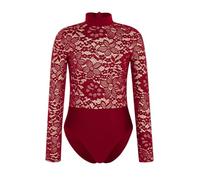 TSSOE Bambina Unitard Gymnastico Balletto Maniche Lunghe In Dentellato E Caldo Danza Classica E Competenze Abbigliamento Danza Borgogna 15-16 anni