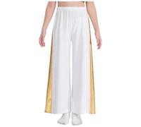 TSSOE Bambini Pantaloni A Gamba Larga Danza Liturgica Bambina Pantaloni Danza Lode Preghiera Culto Anni Bianco 9-10 Anni