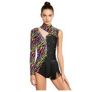 TSSOE Donna Body La Danza Addestramento E Performance Danza Artistica Pattinaggio Con Scintillanti Strass A strisce M