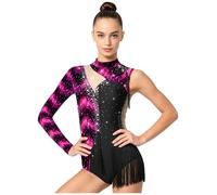 TSSOE Donna Body La Danza Addestramento E Performance Danza Artistica Pattinaggio Con Scintillanti Strass Rosa scuro L