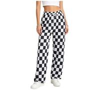 TSSOE Donna Pantaloni Pantaloni Gingham Yk con Tasche Jogging Relaxed | Borse Laterali Progettazione Gambe Dritte Pantaloni Larghi In Tartan Festival Musica Uscite In Città Strada Club Vacanze