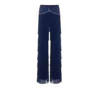 TSSOE Pantaloni Jogging Donna con Frange Pantaloni Danza Jazz E Latina Collants Donna Collants Danza Jazz Serata La Festa Fine Scuola con Piuma Blu Scuro XXL