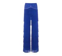 TSSOE Pantaloni Jogging Donna con Frange Pantaloni Danza Jazz E Latina Collants Donna Collants Danza Jazz Serata La Festa Fine Scuola con Piuma Blu Reale L