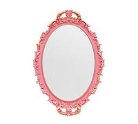 Tstarer Specchio decorativo vintage rosa con cornice, specchi da appendere alla parete e vassoio da tavolo per camera da letto soggiorno comò, ovale, 24,4 cm di larghezza x 36,3 cm di lunghezza (rosa)