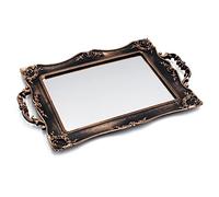 Tstarer Vassoio a specchio quadrato con cornice in oro antico, organizer per gioielli e cosmetici per comò, quadrato, 24,1 cm di larghezza x 36,8 cm di lunghezza (bronzo)