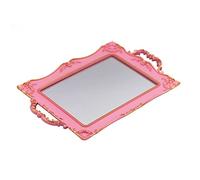 Tstarer Vassoio a specchio quadrato con cornice rosa antico, organizer per gioielli e cosmetici per comò, quadrato, 24,1 x 37,8 cm (rosa)