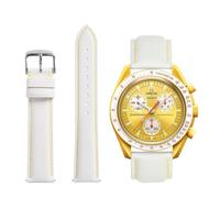 TStrap Cinturino Moonswatch Omega Swatch - Bianca Pelle Sgancio Rapido Cinturini Omega x Swatch Uomo Donna - 20mm Vitello Cinturino Orologio Omega Speedmaster di Ricambio