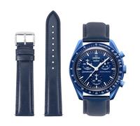 TStrap Cinturino Moonswatch Omega x Swatch - Blu Pelle Sgancio Rapido per Uomo Donna - 20mm Vitello Cinturino Orologio Speedmaster di Ricambio