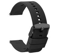 TStrap - Cinturino per orologio in silicone, 20 mm, a sgancio rapido, in gomma morbida, colore nero, impermeabile, per uomo e donna, per smartwatch di ricambio