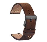 TStrap Orologi Cinturini Pelle 18mm - Sostituzione Cinturino Morbido Marrone a Sgancio Rapido - Cinturino Sportivo per Uomo Donna - Cinturino Orologi Intelligenti Fibbia Nero - 19mm 20mm 21mm 22mm