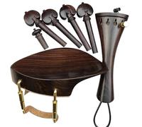 TSTS Accessori per Strumenti Violino Accessori per Violino A Grandezza Naturale 4/4 Pioli Cordiera Puntale Mentoniera con Morsetto Coda in Sughero Gut Ebano Naturale
