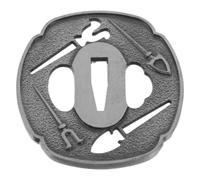 Tsuba in Metallo Argento 7,6x7x0,5 CM e allenamento | Finitura Antica, Foro Centrale Preciso, Installazione Fai da Te, per Praticanti e Cosplay Maker