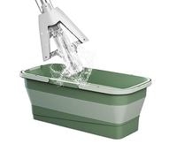 Tsuchiya Secchiello pieghevole in silicone per mocio - Secchio pieghevole portatile rettangolare per lavaggio auto per terrazza, campeggio, giardino, lavanderia, bagno