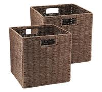 Tsudoku Set di 2 scatole portaoggetti per armadio, 30 cm, cestini portaoggetti per scaffali, in vimini intrecciato, in polyrattan, anti-muffa, facili da pulire (marrone)