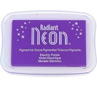 Tsukineko Inchiostro per Timbri Radiant Neon Electric Stamp Pad Viola 7,6 x 4,7 cm - Tampone per Timbri Opaco, Inchiostro Archival e a Pigmenti Base d'Acqua - Creazione di Biglietti e Scrapbooking