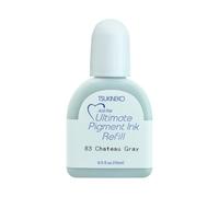 Tsukineko Inchiostro VersaColor Ultimate Pigment per Tampone e Timbri i Colore Chateau Gray (Grigio) da 15 ml - Accessori per Ricarica di Inchiostro dei Tamponi Delicata