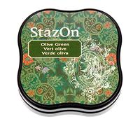 Tsukineko - Mini tampone per timbri con Inchiostro Stazon, Colore Verde Oliva