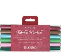 Tsukineko VersaCraft Fabrico Markers Arboretum - 6 Colori - Pennarelli a Doppia Punta - per Timbri, Biglietti, Scrapbooking & Journaling - su Cartoncino, Tessuto, Legno e Terracotta