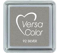 Tsukineko Versasmall - Timbro inchiostrante VersaColor Pigment, Piccolo Cube-Silver, 3,4 x 3,4 x 2 cm