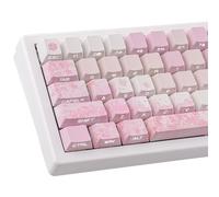 Tsungup Keycaps Cherry Blossom Tie-Dye Keycap Set - Custom Side Printed PBT Pink Keycaps,131 Keys Gradient DoubleShot Sakura Key caps Cherry Profile Keyboard Key caps for Mechanical Keyboards
