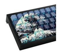 Tsungup Set di copritasti in PBT, 75 per cento, con stampa laterale, 131 tasti, personalizzabili, colore Sub Cool Shine Through Keycap, Wave of Kanagawa blu scuro Keycaps Cherry Profile per tastiere