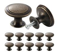 TsunNee - 12 pomelli vintage per armadietti, eleganti pomelli per cassetti, maniglie in stile antico per credenza della cucina, pomelli rotondi da 30 mm per ante di mobili, colore bronzo