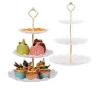 TsunNee 2 supporti per torte a 3 livelli, per cupcake, piatti da dessert, torte, frutta, biscotti, caramelle, torre, vassoio da portata a più livelli, per matrimoni, compleanni, baby shower