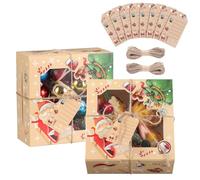 TsunNee 20 Scatole Natalizie per Cupcake a 4 Fori con Inserti, Scatole Regalo per Dolcetti e Biscotti di Natale, Forniture per Feste