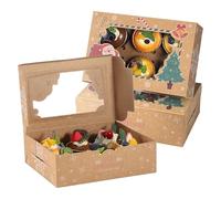 TsunNee 20 scatole natalizie per cupcake a 6 fori con inserti, scatole regalo per dolcetti natalizi, scatole regalo per biscotti di Natale, brownies per feste