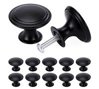 TsunNee - 24 pomelli per armadietti vintage, pomelli per cassetti chic, maniglie per credenza della cucina in stile antico, pomelli rotondi per ante di mobili da 30 mm, colore nero