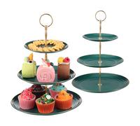 TsunNee Confezione da 2 supporti per torte a 3 livelli, piatti da dessert, torte, frutta, biscotti, caramelle, vassoio da portata a più livelli per Natale, matrimoni, compleanni, tea party