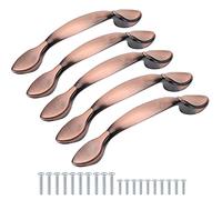 TsunNee Maniglie vintage per armadietti, maniglie ad arco antico, maniglie per porte di mobili, lunghezza 9,9 cm (foro centrale 6,3 cm), bronzo rosso, 64 mm, confezione da 10