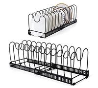 TsunNee Organizer espandibile per padelle, padelle e coperchi con 12 divisori, dispensa armadio Bakeware coperchio, nero