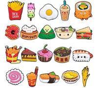 TSUOUKL 20 Charm Cibo per Scarpe - Pizza, Burger, Ciambella, Sushi, Bubble Tea - Accessori Kawaii 3D per Zoccoli, Decorazione DIY per Donne e Ragazze, Idea Regalo Compleanno