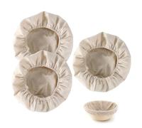TSUOUKL 3 Pezzi Rivestimenti in Lino per Cesto di Lievitazione, Coperture di Ricambio per Banneton Pane, Tessuto Naturale per Cestini da Panettiere, Tondo 25x8cm