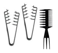TSUOUKL 3 Pezzi Set di Pettini, 2x Pettine Grigio a Zig-Zag e 1x Pettine Nero a 3 Denti, Strumento per Styling Volume e Texture, Pettine Pieghevole per Uomini e Donne