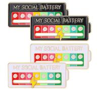 TSUOUKL 4 Pezzi Batteria Sociale Pin, Divertente Spilla per L'Umore Sociale per 7 Giorni, Spille Umore Interattivo, Batteria Sociale Smalto Pin Badge Pin Nizza Spilla Gioielli