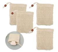 TSUOUKL 4 Pezzi Sacchetti Sapone Solido in Sisal, Sacchetti Sapone con Coulisse Regolabile, Rete Sapone, Spugna Porta Sapone Doccia, Sacchetini a Rete per Saponette, Adatti per Bagno e Pulizia