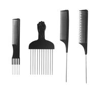 TSUOUKL 4pcs Pettine per Capelli Afro - Pettine Nero in Plastica Pettine Afro per Capelli a Denti Larghi per Districare e Acconciare per Uomini e Donne