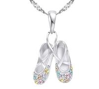 TSUOUKL Collana in argento 925 con ciondolo a forma di angelo,Pendente Collana con ciondolo a forma di ballerina, per bambine,ragazze,ideale come regalo per la Prima Comunione