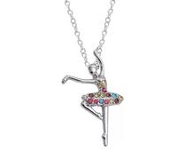 TSUOUKL Collana in argento 925 con ciondolo a forma di angelo,Pendente Collana con ciondolo a forma di ballerina, per bambine,ragazze,ideale come regalo per la Prima Comunione