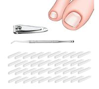 TSUOUKL Set Correttore Per Unghie Incarnite 40pcs Strisce Raddrizzanti Senza Dolore Con Sollevatore Per Unghie - Kit Di Strumenti Facili Da Usare + Tagliaunghie