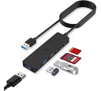 TSUPY Hub USB 3.0 1.2M 5 Porta Adattatore con 3 USB 3.0, Lettore Schede SD Micro SD Hub Prolunga USB Sdoppiatore Multipresa 5Gbps per MacBook Pro Chiavetta e Altri